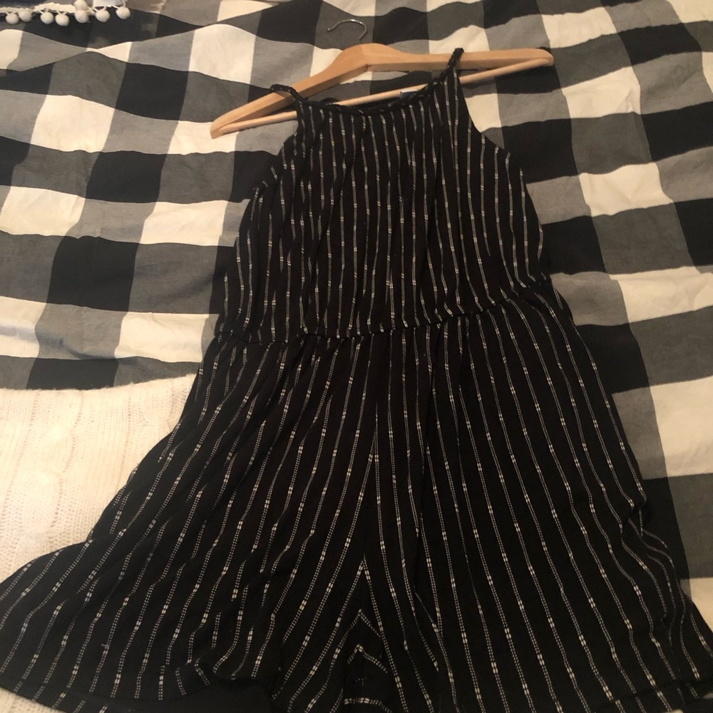 Black with white striped old navy halter top shorts romper